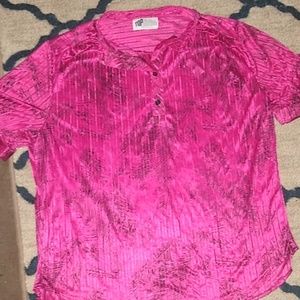 Top Notch pink sheer shirt w black print